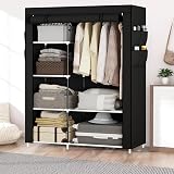 OPPAIYA Canvas Wardrobe 105x45x165 cm with 5 Shelves 1 Rail view 7
