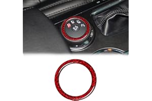 SUNJIKA Compatible with 1PCS Carbon Fiber Car Center Console Multimedia Panel Audio Button Cover Sticker Accessories for Ford Explorer 2013 2014 2015 2016 2017 2018 (Red)