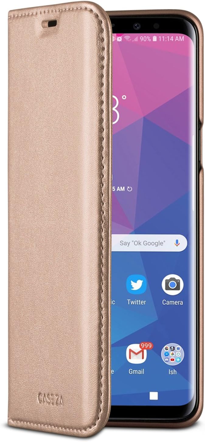 Galaxy S9 Flip Case Rose Gold - CASEZA Oslo PU Leather Premium Vegan Leather Wallet Book Folio Cover for The Original Samsung Galaxy S9 (5.8 inch) - Ultra Thin with Magnetic Closure