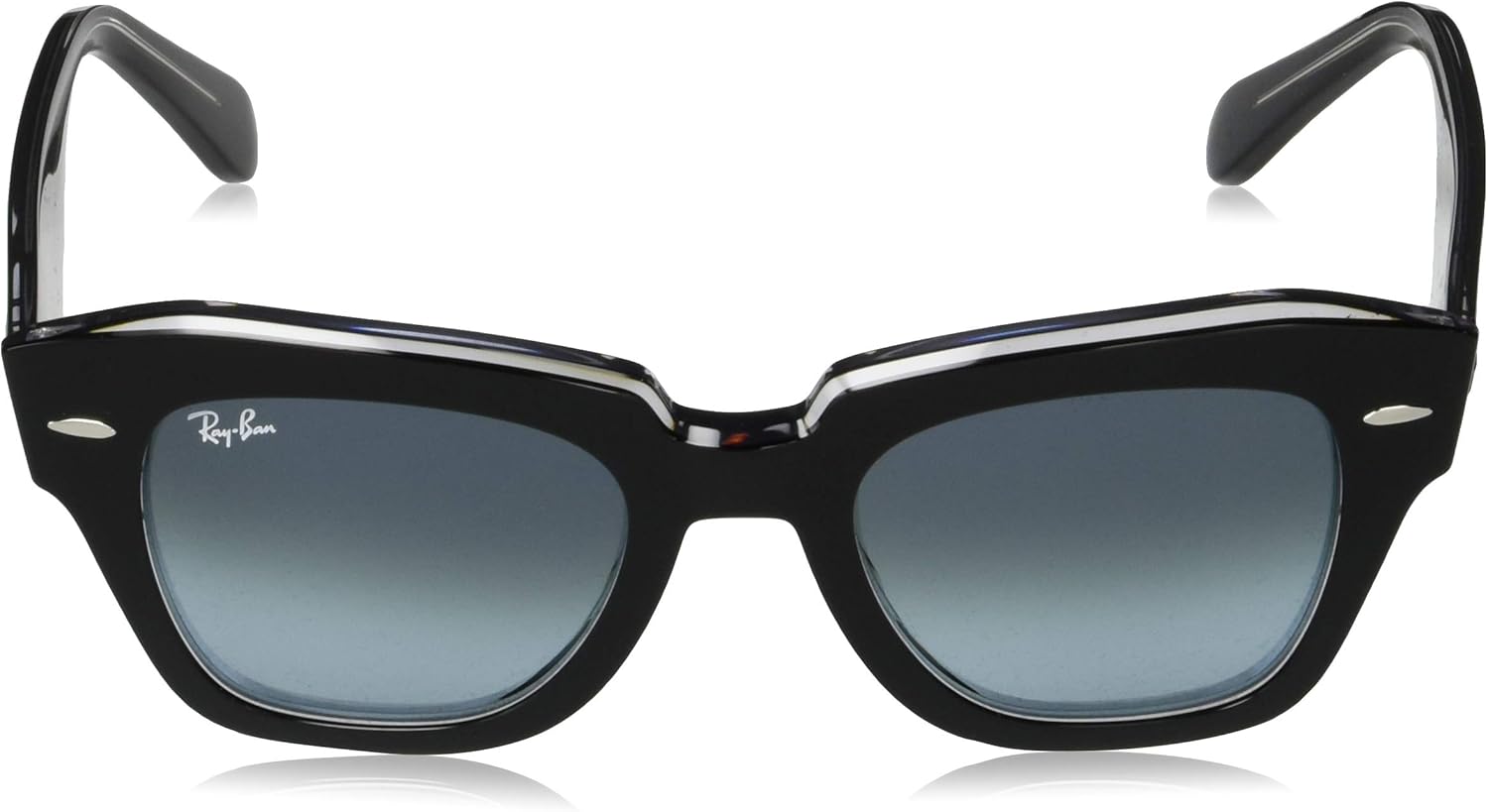 Ray-Ban Women's RB2186 State Street Sunglasses, Havana On Transparent Light/Dark Grey, 49 mm: Shoes