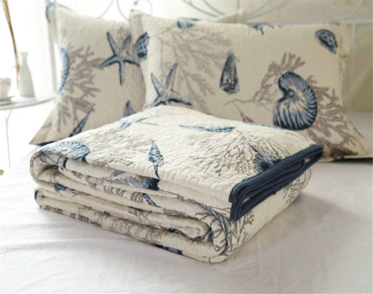 Nautical Queen Quilt Set 1 Reversible Bedspread and 2 Pillowcases,100 Cotton eBay