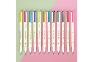 WRITECH Brush Tip Marker Pens: Artist Markers Flexible Tip Water Based 12ct Assorted Colors for Journaling Adult Coloring Hand Lettering Calligraphy Drawing Vibrant Colored