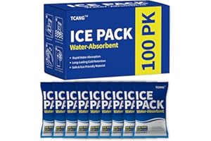 TCANG Disposable Ice Packs for Coolers & Lunch Boxes - Pre-Frozen Leak-Proof Cold Packs,Soft Gel Ice Packs for Camping, Beach Bags, Picnics,Outdoor Events, Takeout Delivery