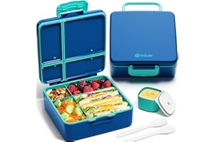 Fimibuke Bento Lunch Box for Kids, Leak Proof Toddler Bento Box with 4 Compartments BPA Free Dishwasher Safe Lunch Container with Utensils, Ideal Portion Sizes for Ages 3-12 Girls Boys for School
