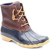 Sperry Women's Saltwater Boots, Tan/Navy, 6 Wide