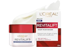 L’Oréal Paris Pro-Retinol + Centella Asiatica Night Cream, Moisturizer for Face, Revitalift, Fights look of wrinkles, Firms S
