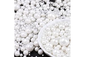 PURBOT White Pearl Sprinkles for Cake Decorating, 6 Sizes Mix 4.6 oz Edible Pearl Sugar Sprinkles for Cupcake Cookies Ice Cream Donuts Baking Topping