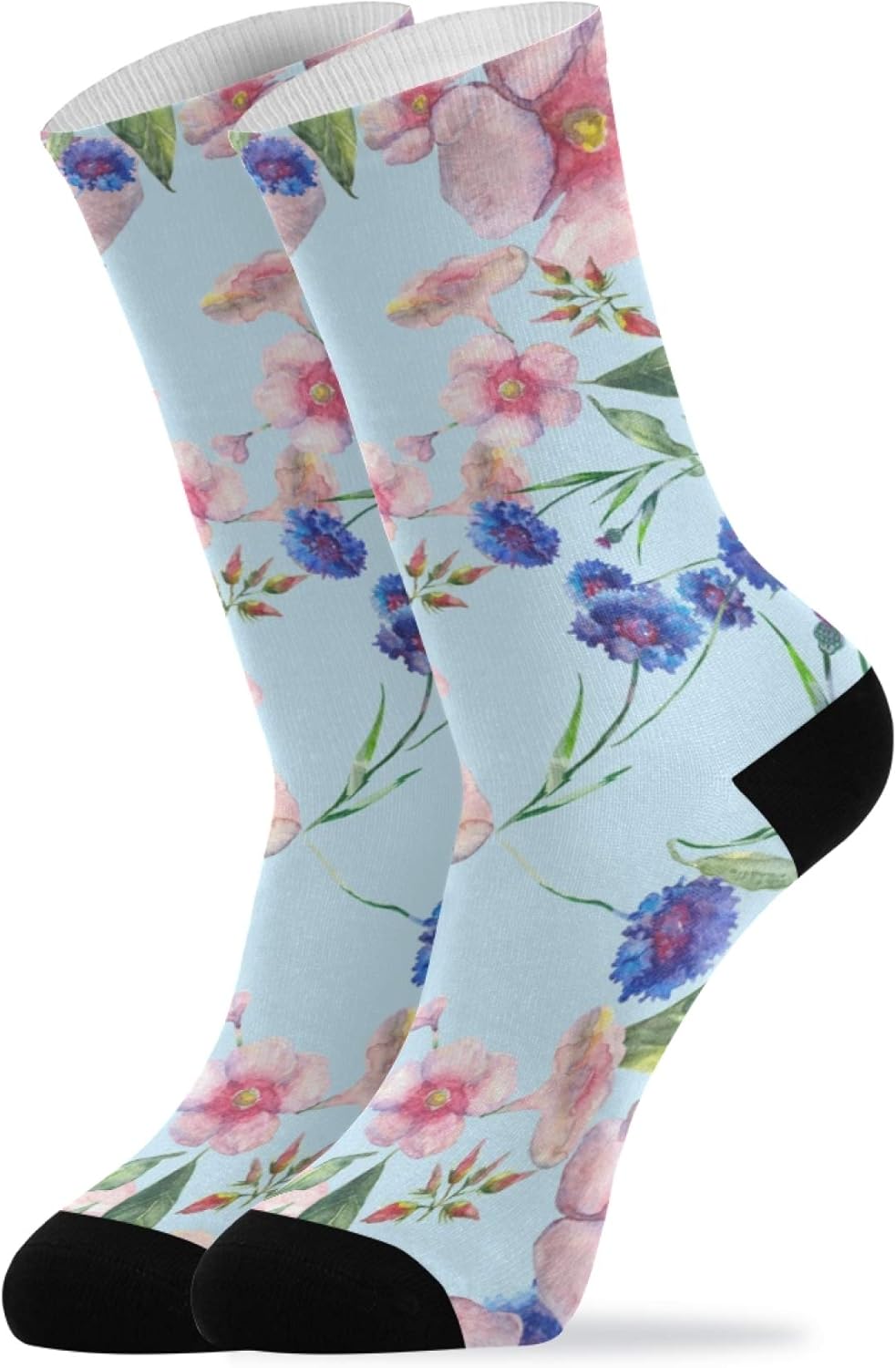 Cute Fun Socks Beautiful Flora Elegant Flower Print Socks Patterned