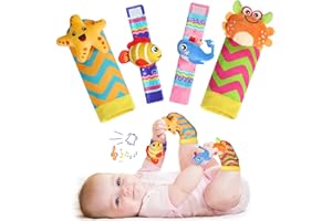 URMYWO Wrist Rattles for Baby - Rattle Socks - Foot Finder Set - Baby Toys for 0-12 Months Infant - Newborn Essentials - Early Learning Sensery Toys for Boys and Girls as Shower Gifts