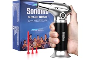 Sondiko Kitchen Torch Lighter S901, Refillable Soldering Torch with Safety Lock and Adjustable Flame for DIY, Creme Brulee, BBQ and Baking, Butane Gas Not Included