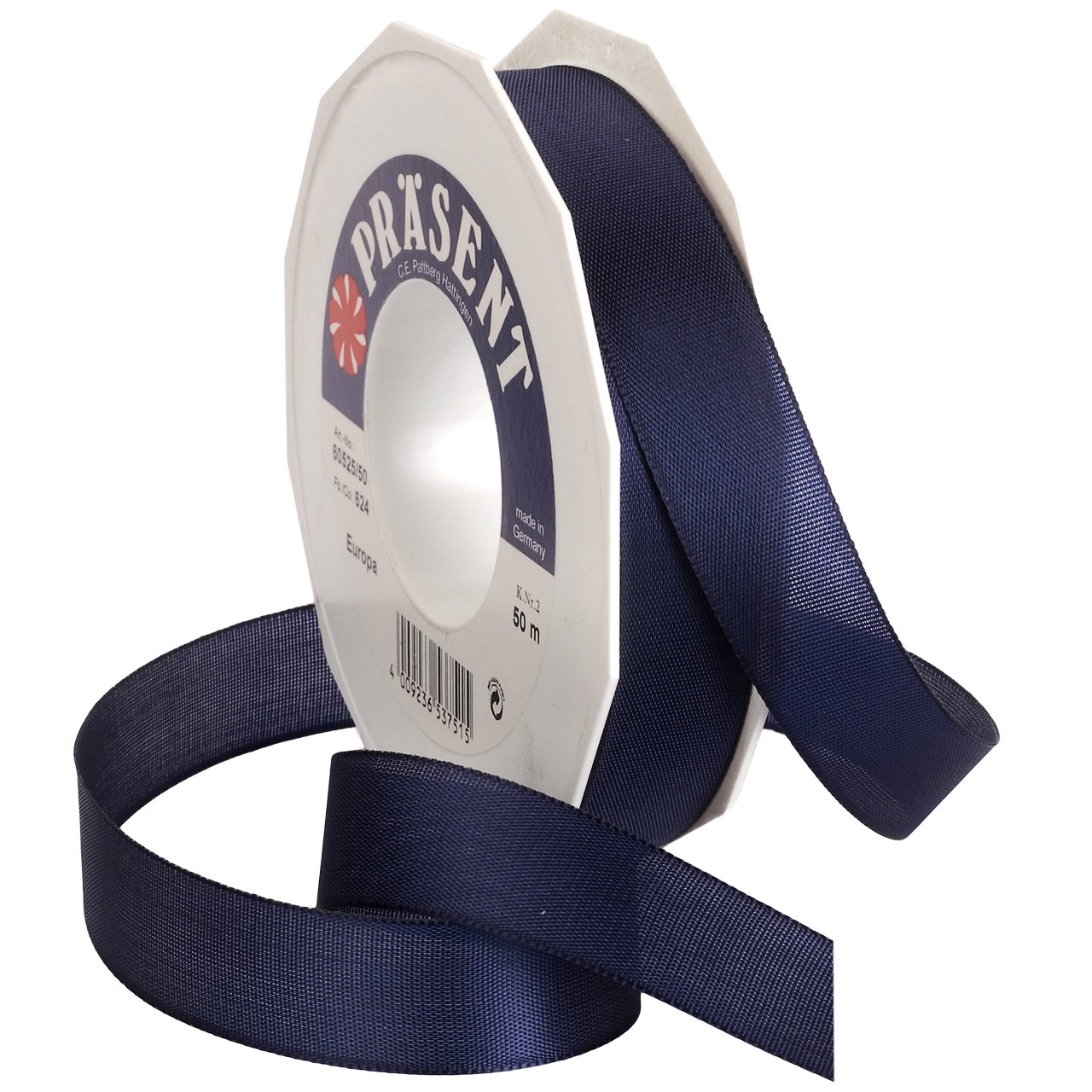 Präsent - Europa Taffeta Ribbon Dark Blue 25 mm width, 50 m length