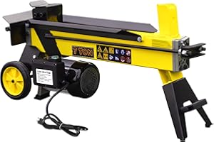 PPOLB 7 Ton Electric Log Splitter, Portable Hydraulic Firewood Splitting with 15Amp Motor for Home Heating & Outdoor Use, Compact Horizontal Power Wood Splitters Machine for Backyard, Garage or Cabin-Yellow