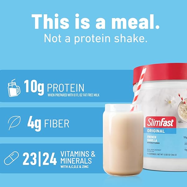 SLIMFAST MEAL REPLACEMENT POWDER, ORIGINAL FRENCH VANILLA, WEIGHT LOSS SHAKE MIX, 10G OF PROTEIN, 22 SERVINGS (PACKAGING MAY VARY)