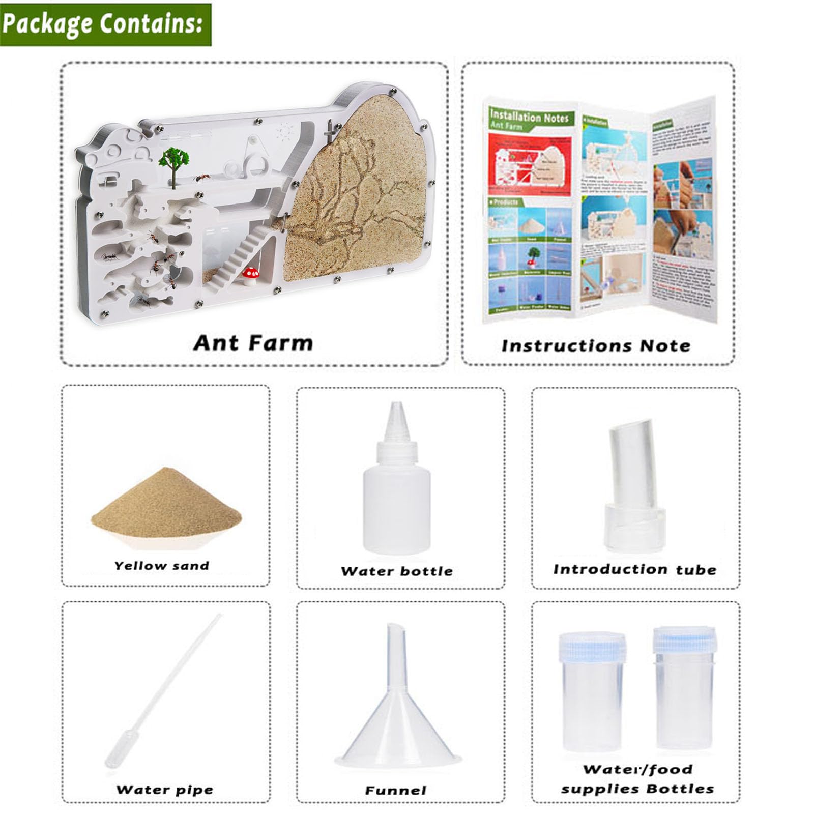 Ant Farm Castle - Large Viewing Area - Care for Live Ants - Ant Colony Observation Kits with Sand Habitat - Educational Science Gifts for Boys, Girls - Ant Farms for Kids, Adults, Student (Yellow)