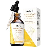 Heivy Liquid Vitamin D Drops 4000 IU (100 mcg), Vitamin D3 for Bone Health Support, Pineapple Flavor Vegan VIT D3 Drops, Made in USA, 60 Servings 2 Fl Oz (60ml)