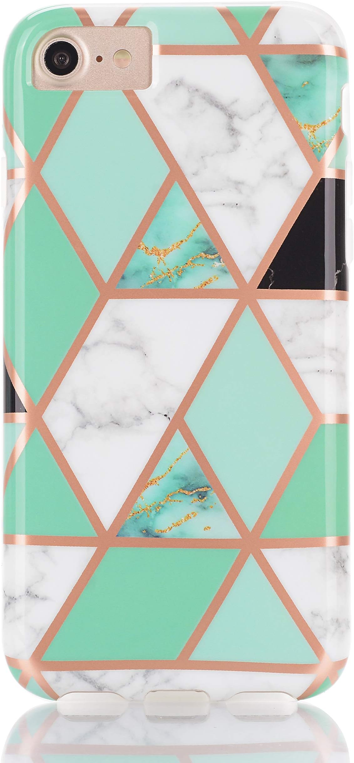 DOUJIAZ Compatible with Bling Glitter Sparkle Marble Design Clear Bumper Glossy TPU Soft Rubber Silicone Cover Phone Case for iPhone 5 iPhone 5s iPhone Se(Green Grid)