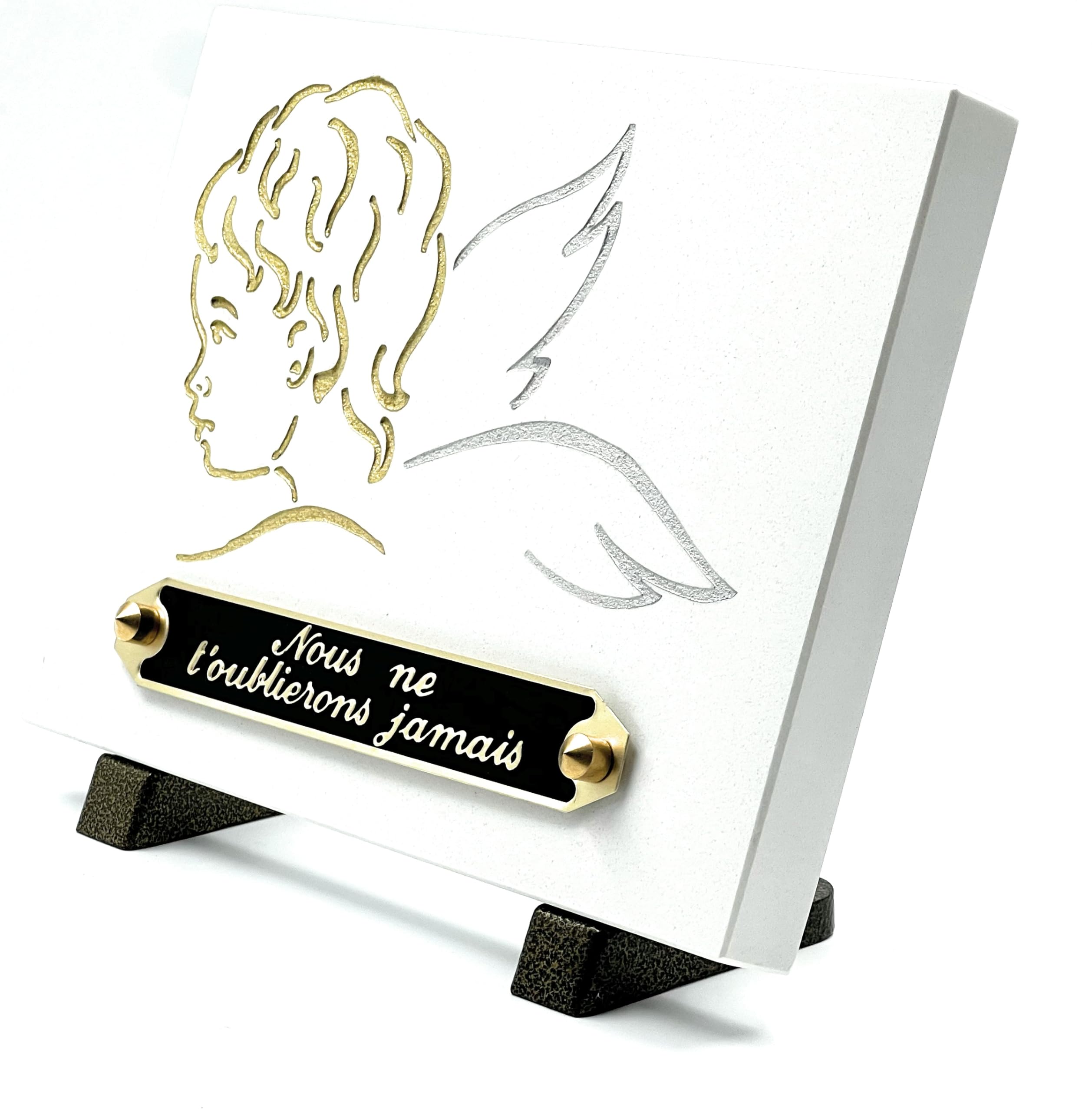 Amour Éternel Children's Funeral Plaque | Grave Plaque+Grave | Gravestone | Commemorative Plaque | White Angel Funeral Plaque | Funeral Ornament | Mortuary Plaque | 15 x 20 cm We Will Not Forget...|