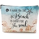 Funny Beach Gifts for Women Cosmetic Bag Travel Ocean Beach Vacation Essentials for Girls, Bestie, Friends, Summer Beaches Lover Makeup Bag Girls Trip Gifts Favors Stuff Birthday Christmas Graduation