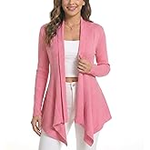Women's Draped Open Front Cardigan, Soft Ribbed Knit Long Sleeve Irregular Hem All-Season Outerwear