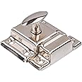 Small Stamped Nickel Plated Cabinet Door Latch - 1 7/8" × 1 7/8" - Pack of 6 - Spring Loaded Cupboard Door Latch with Oval Turn - Vintage Cabinet Hardware | UA-141-LPN (6)