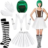 Xtinmee Halloween Women Chocolate Worker Costume Accessories Movie Character Cosplay for Adults Outfit Wig