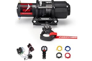 FieryRed 4500LBS Electric Winch - 12V Towing Winch with Synthetic Rope ATV Winch Kits for Towing ATV/UTV Off Road Trailer wit