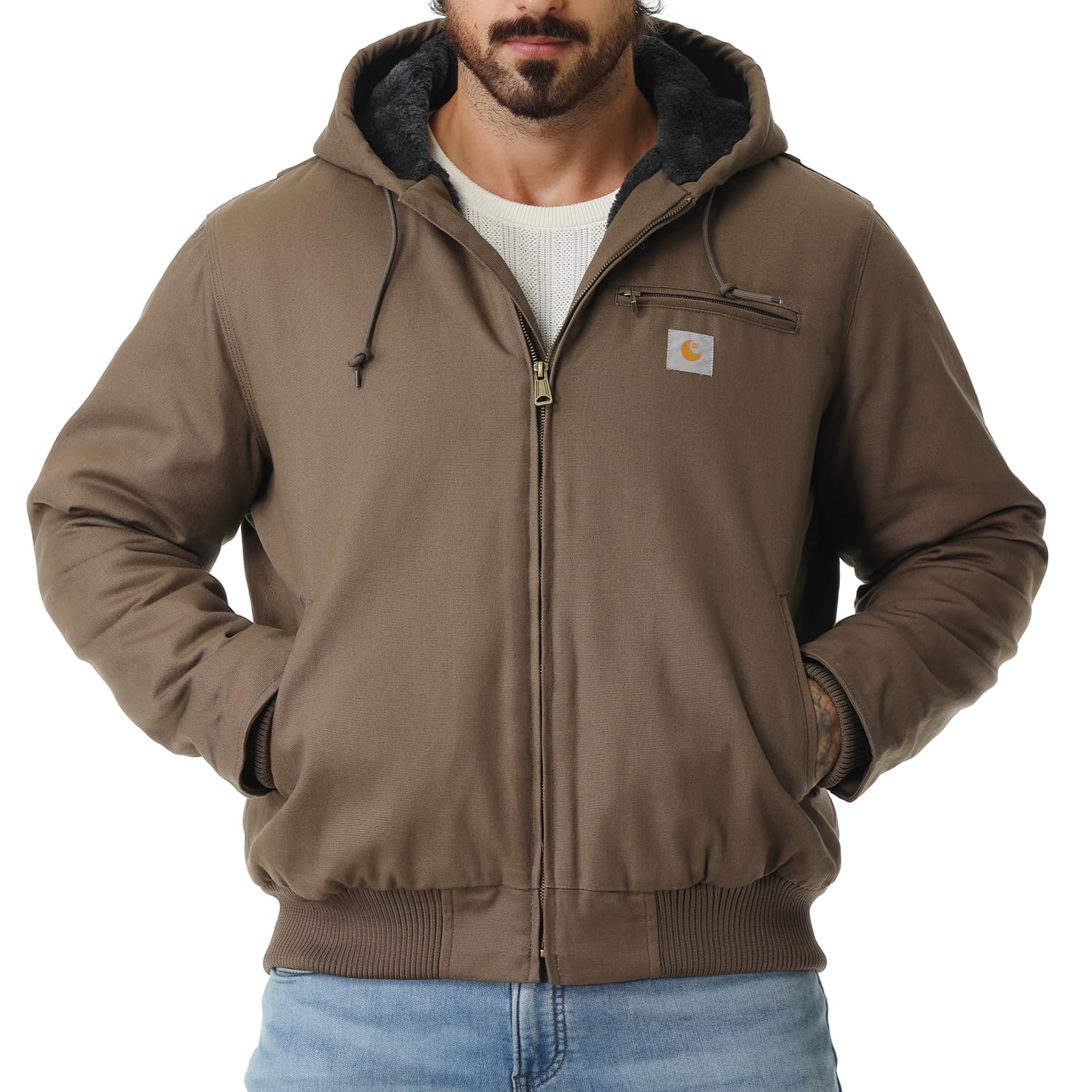 TUAOVA Men's Work Coat Washed Duck Fleece Lined