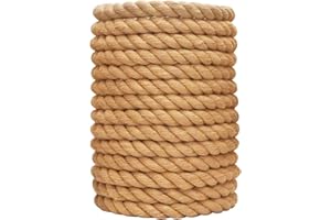 SINYLOO Natural Brown Cotton Rope 1/2 inch x 50 feet Nautical Rope for Crafts, Baskets, Plant Hanger, Wall Hanging, Home Decor