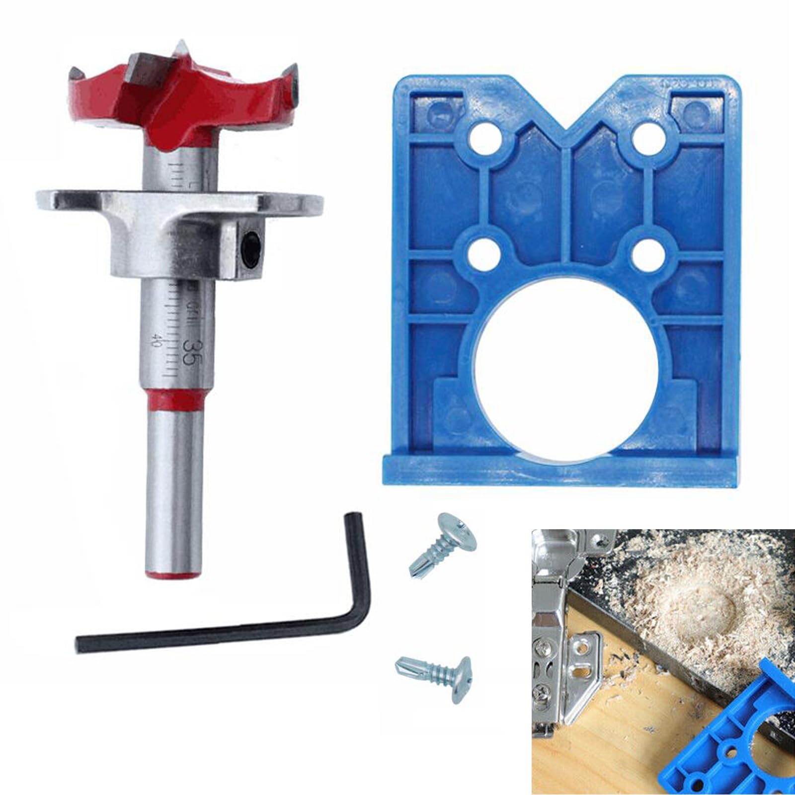 35mm Hinge Jig Drill Guide, Door Concealed Hole Drilling Tool Set Positioner for Woodworking DIY Tools Kitchen Cupboard Cabinet Window Wood Furniture