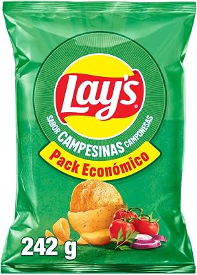 Campesinas, Patatas Fritas de cultivos sostenibles con sabores vegetales, Producto de Aperitivo, bolsa familiar, 242 g