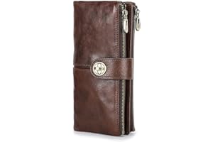 Contact's Turnlock Wallet for Women Leather Airtag Purse Zipper Phone Holder RFID Bifold Clutch