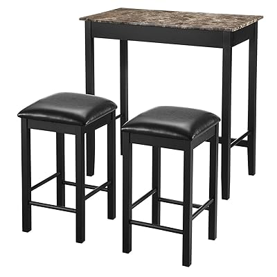 Dorel Living 3-Piece Devyn Faux Marble Pub Dining Set