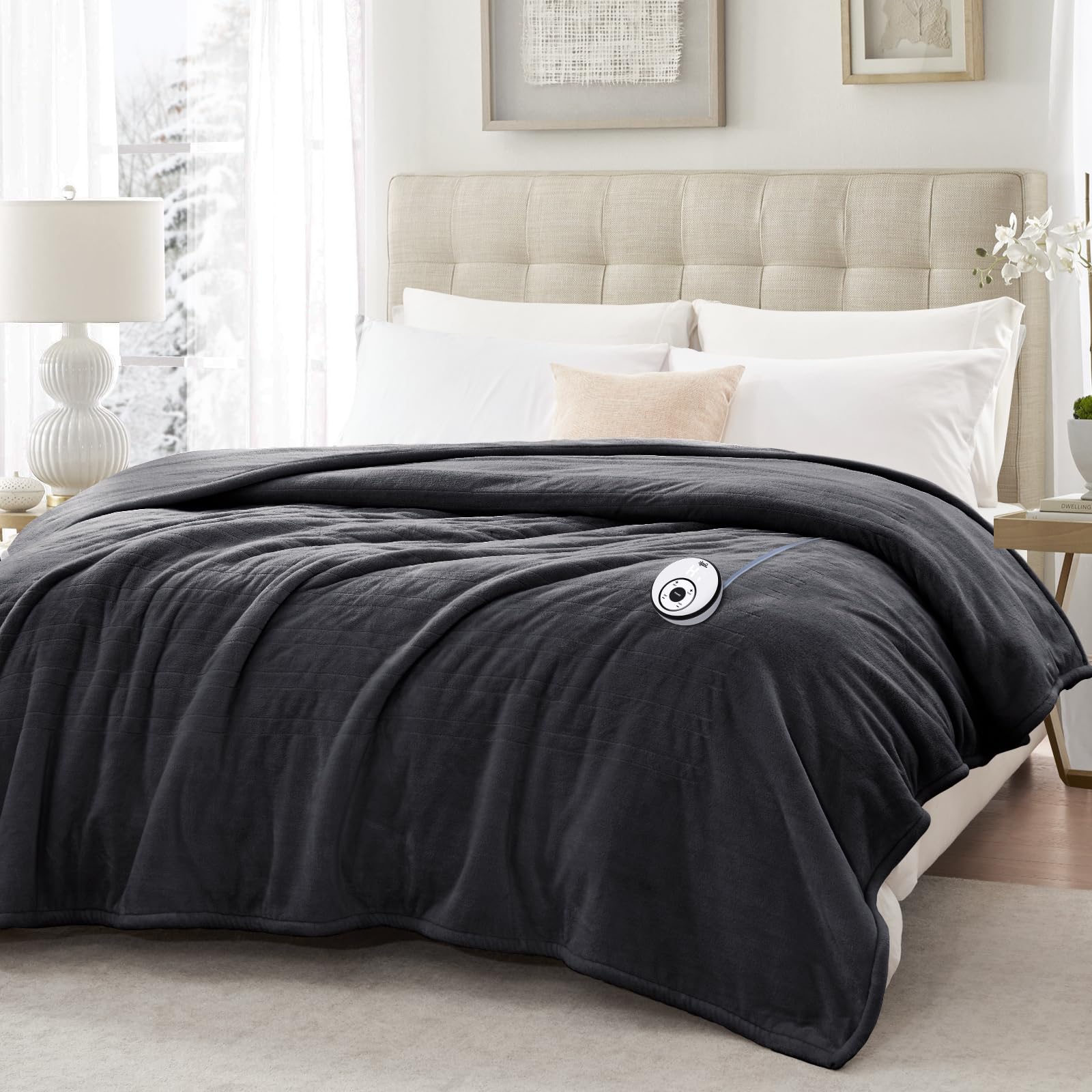 Photo 1 of Sealy Heated Blanket Full Size 80"x84", Soft Double Flannel Electric Blanket with 10 Heat Levels & 1-12 Hours Auto Shut Off, Machine Washable, Even Heat Distribution, Charcoal