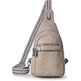 YEWSEA 8L Sling Bag For Women Men Backpack Crossbody Fanny Pack Travel Shoulder Bags Purse Handbag Gifts For Her PU Leather Light Grey