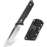 NedFoss EDC Fixed Blade Knife with Sheath, 3.7" AUS-8 Steel Tanto Blade Tactical Knife with G10 Handle, Camping Fixed Blade Small EDC Knives for Hunting, Survival
