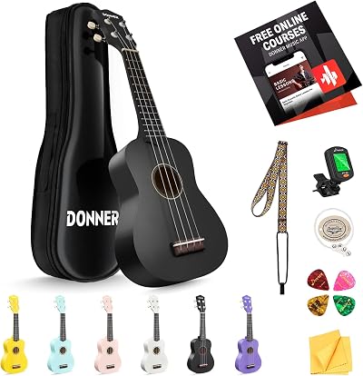 Donner Soprano Ukulele DMU-01 21 In Matte Macaron Bundle Kit Beginners