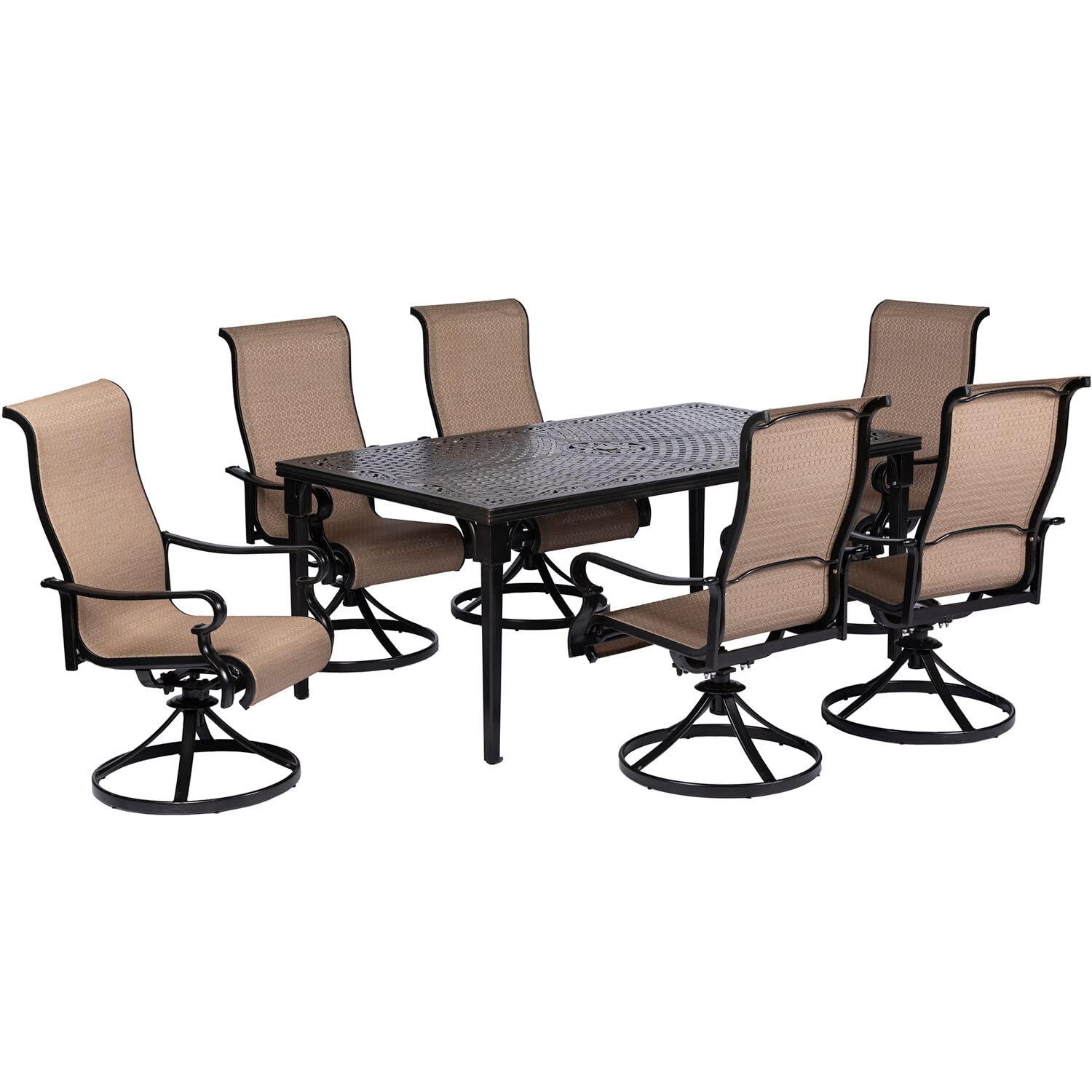 Photo 1 of ***ONLY TABLE INCLUDED***Hanover Brigantine 7-Piece Outdoor Dining Set, Weather-Resistant Patio Dining Set for 6 with Rectangular Table and Sling Swivel Rockers for Backyard, Patio, Deck, Porch, Pergola, Poolside