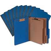 Blue Summit Supplies 10 Blue Classification Folders, 3 Divider, Letter | Heavy Duty 25pt Blue Pressboard, 3 Dividers, 2 in Expansion, 2 Prong, Medical Records and Client Files