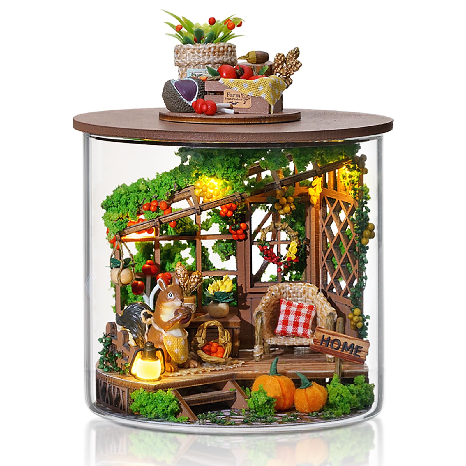 Foyucool DIY Miniature House Kit, Dollhouse Kit with Furnitures, 1:24 Mini House Making Kit for for Adult to Building, Halloween/Home Decorations/Gifts for Friends, Harvest Time