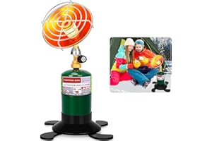 HEYDUOTON Portable Propane Heater for Camping, Outdoor Small Space Patio Heater with Control Valve, Radiant Cordless Garage Tent Heaters with Foldable Gas Tank Holder for Hiking Ice Fishing Hunting Backyard