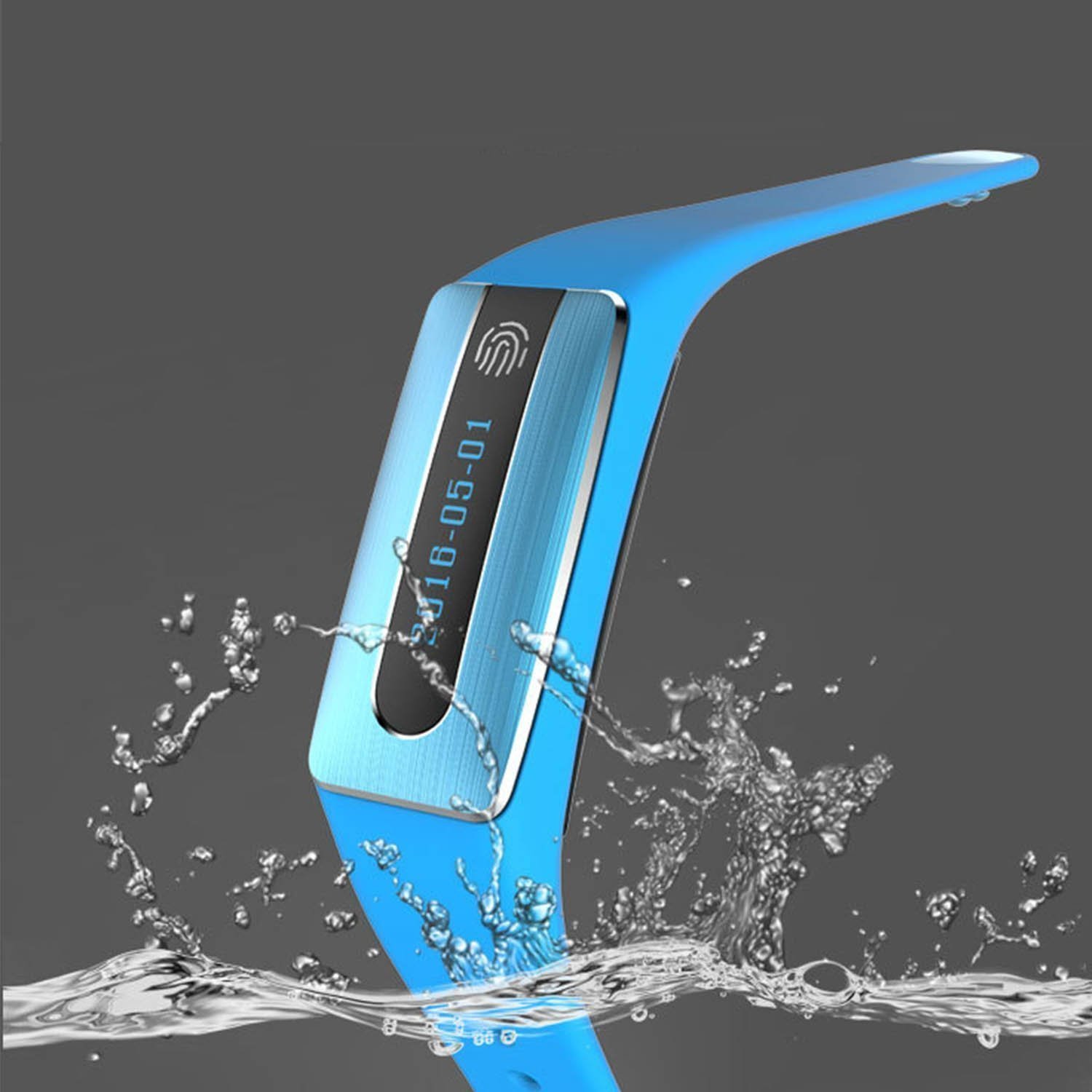 SinoPro Bluetooth Fitness Tracker Smart Bracelet Wristband with NFC Heart Rate Sleep Monitor Pedometer Activity Tracker Call Reminder Remote Capture Functions for iPhone and Android Smartphones (Blue)