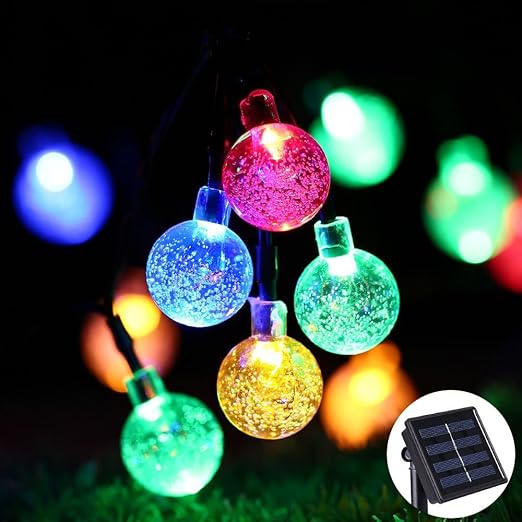 Solar Lichterkette Bunt für Aussen, Tomshine Solar Lichterkette Außen mit 30 LED Kugel für Outdoor, Wasserdicht 5.6 Meter, So