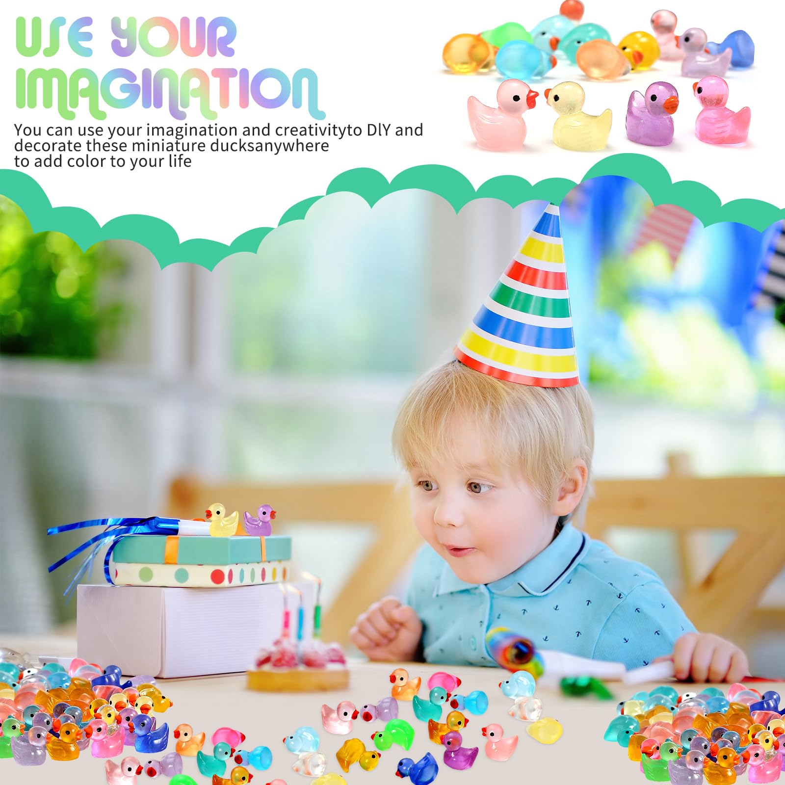 225 Pcs Luminous Mini Resin Ducks Bulk 15 Colors Tiny Duck Glow in The Dark for Garden Micro Landscape Dollhouse Aquarium Potted Ornament Charms Birthday Party DIY Toys Craft Accessories