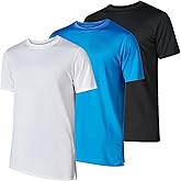 Men’s Workout Short Sleeve Athletic Gym T-Shirts 3 Pack Mens Dry Fit Running Shirt Moisture Wicking Active Crew Tees for Men