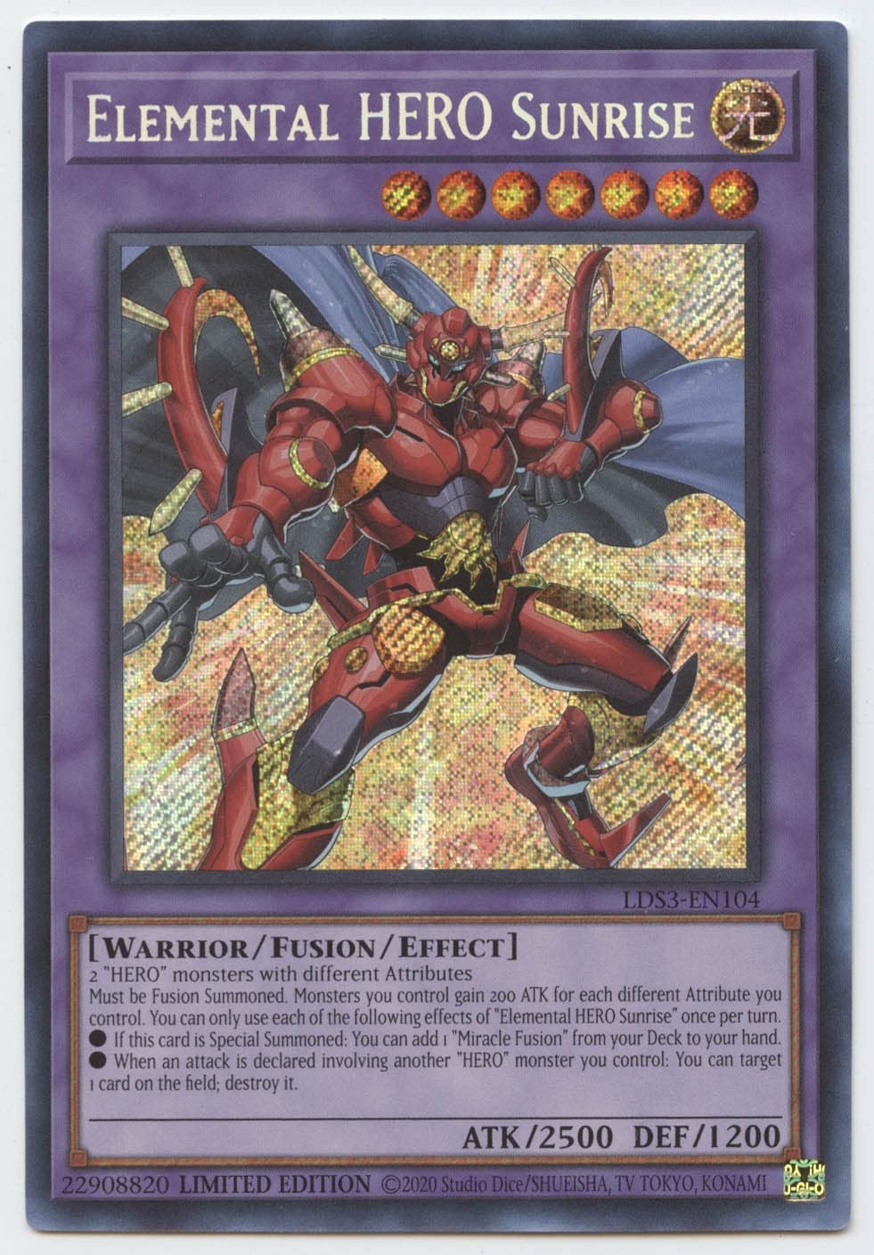 YU-GI-OH! Elemental Hero Sunrise - LDS3-EN104 - Secret Rare - 1st Edition Trading Card