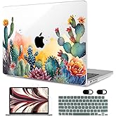 MEEgoodo Case for MacBook Air M4/M3/M2 13.6 inch 2025 2024 2022, Fit Model A3240 A3113 A2681, Compatible with MacBook Air 13 inch, Laptop Hard Shell Case with Keyboard Cover, Tropical Cactus