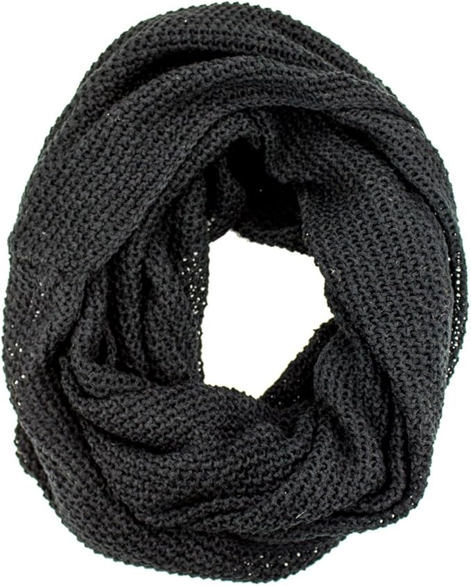 Women Elegant Soft Solid Color Knitted Infinity Scarf (Black) at Amazon
