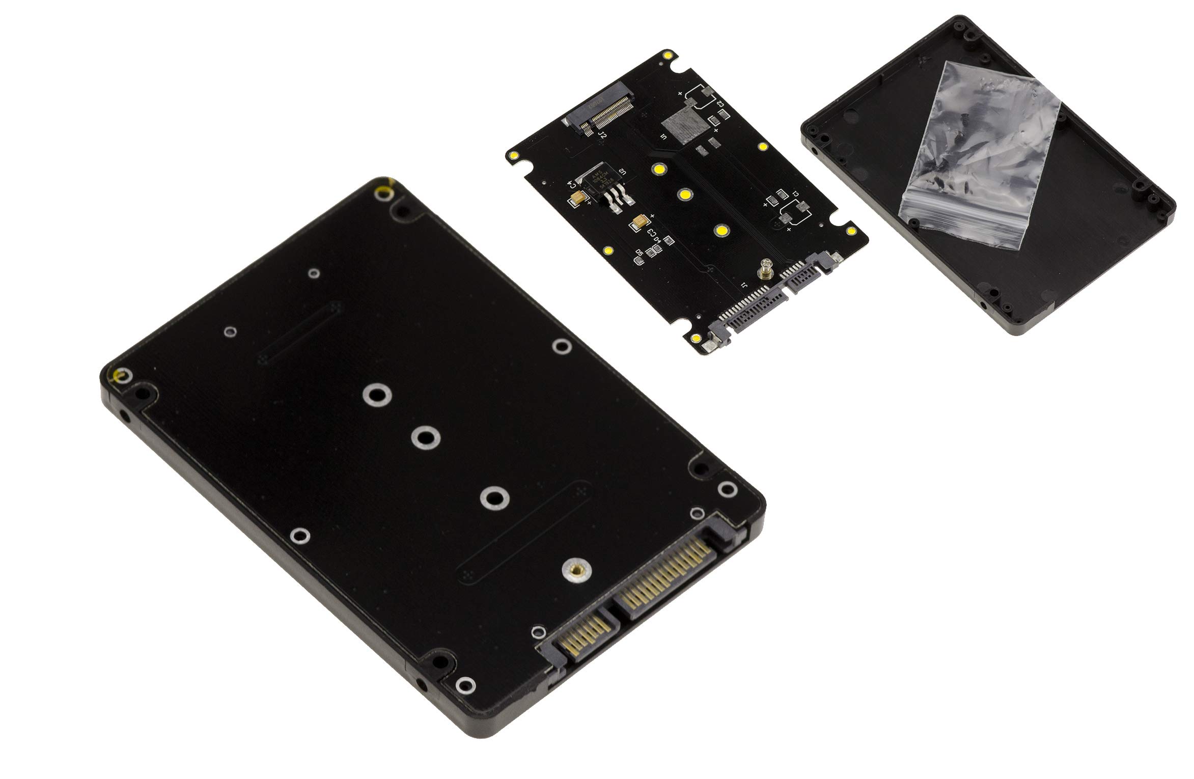 KALEA-INFORMATIQUE M2 (M.2 NGFF SATA B Key or B+M Key) to SATA adapter with enclosures in SATA 2.5" hard disk format