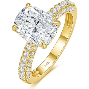 MystiqueMark 4CT Elongated Cushion Cut Moissanite Engagement Ring for Women | D Color VVS1 Solitaire,925 Sterling Silver Whit