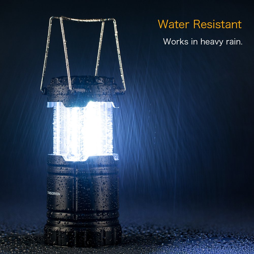 TANSOREN 2 PACK LED Camping Lantern, COB Ultra Bright Collapsible with 6 AA Batteries, Magnetic Base, Hanging Hook for Emergency, Hurricane, Hiking, Outage